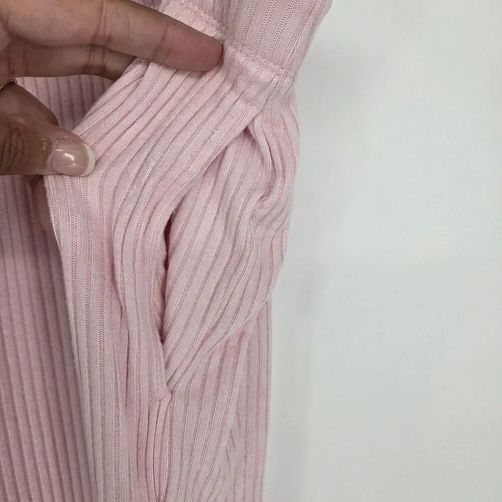 Cuddl Duds Pink Soft Rib Knit Lounge Pajama Pants Drawstring Pockets Womens 2XL